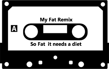 independent artist cassette tape that reads 'my fat remix, so fat it needs a diet'